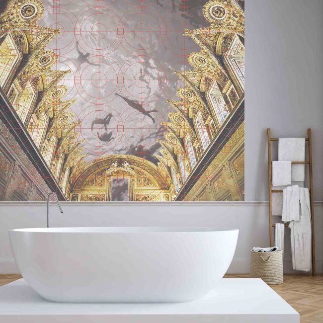 3d rendering. classic luxury bathroom with a white bathtube.